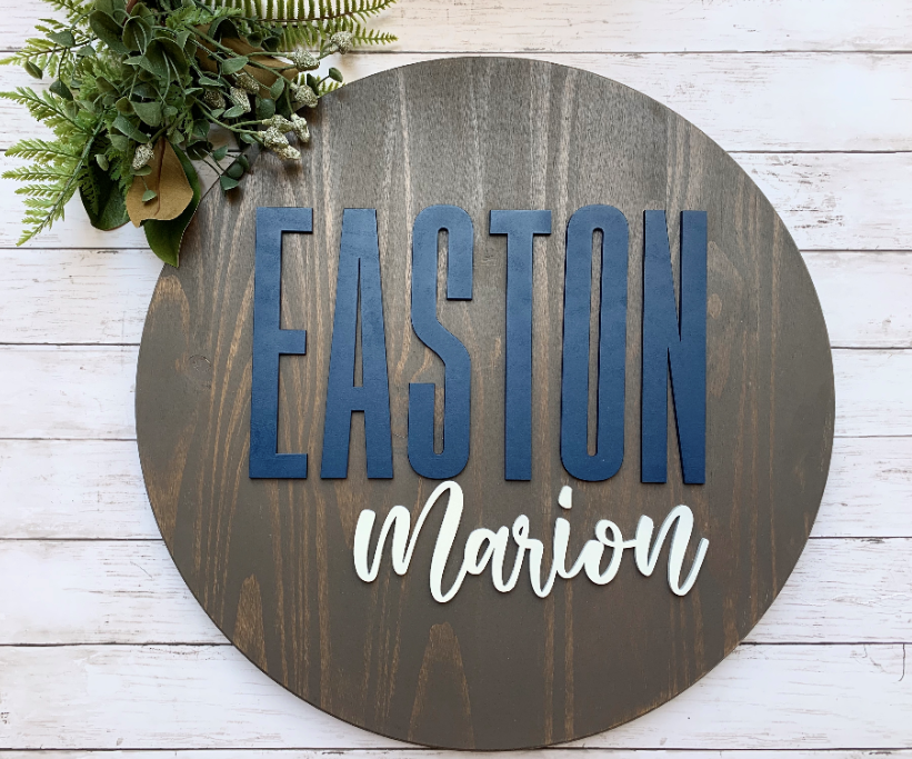 Baseball nursery name sign, round name sign, sports nursery, boy name outlets sign, boy nursery sign, custom baseball name sign, baseball baby sign