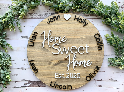 Round: Home Sweet Home with First Names & Est. Year