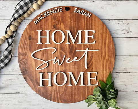 Round: Home Sweet Home with First Names & Est. Year – Once Upon A Creation  Co