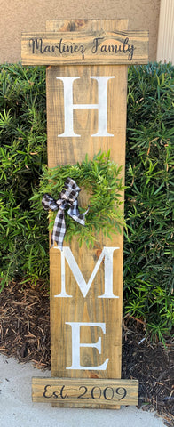 Porch Sign: Home with Wreath